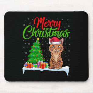 Savannah Cat Christmas Tree Lights Xmas Savannah C Mouse Pad