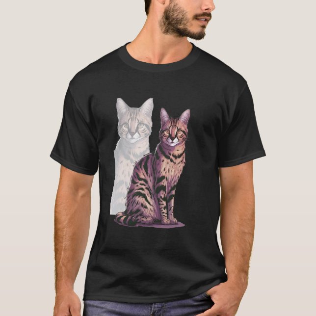 Savannah Cat Funny Design Serval Cat T-Shirt (Front)