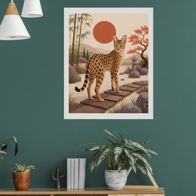 Savannah Cat Garden Boho Wall Art Print Botanical (Living Room 1)