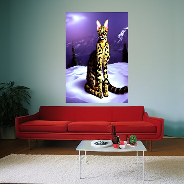 Savannah cat in mountain | AI Art Poster (Creator Uploaded)