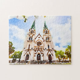 Savannah Cathedral Watercolor Photo Puzzle