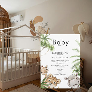 Savannah Cute Baby Jungle Animal Baby Shower Invitation