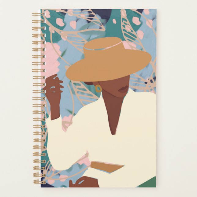 Savannah Days – Minimalist Woman in Hat Notebook Planner (Front)