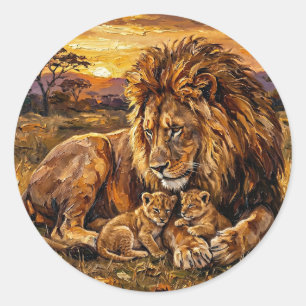 Savannah Family Lion Sticker   Arte a Oil Wildlife