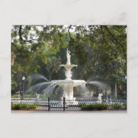 Savannah, GA Park Fountain Postcard
