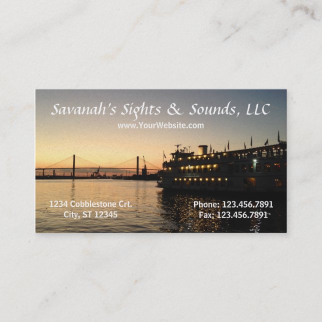 Savannah GA River Night Scene Business Card (Front)