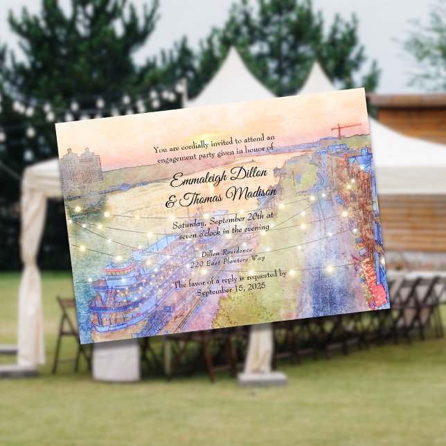 Savannah GA River Street Sunset Engagement Party Invitation (Creator Uploaded)