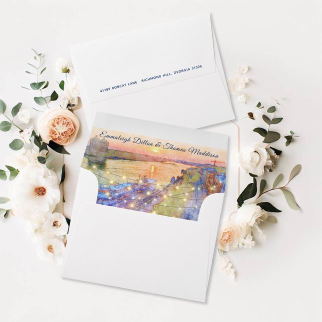 Savannah GA River Street Sunset Wedding Envelope (Creator Uploaded)