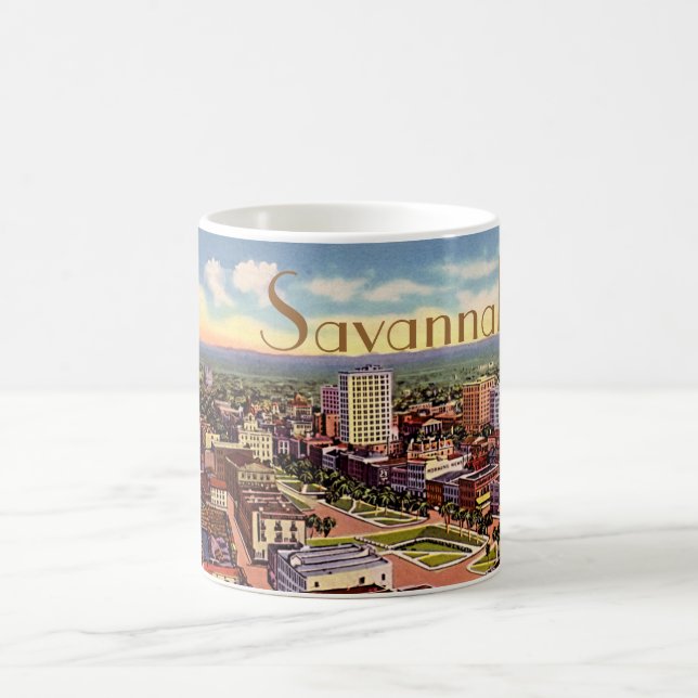 Savannah, Georgia Birdseye View 1940 Coffee Mug (Center)