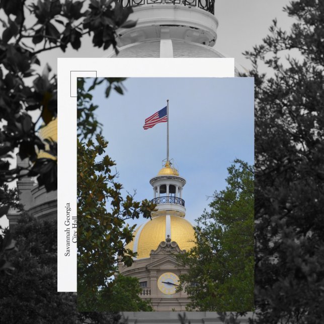 Savannah Georgia City Hall Gold Dome Photographic Postcard (Creator Uploaded)
