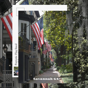 Savannah Georgia Flag Lined E Jones St Photograph Postcard