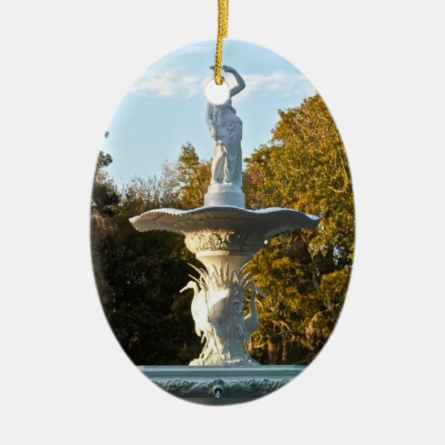 Savannah Georgia Forsyth Park Fountain Ceramic Tree Decoration (Front)