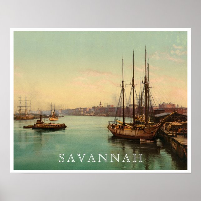 Savannah Georgia Historic River Scene Poster (Front)