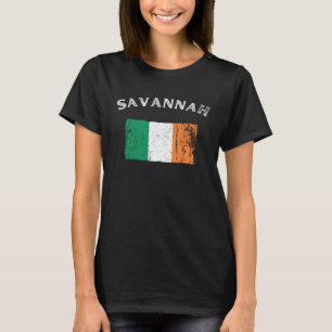 SAVANNAH GEORGIA Irish American Flag Badge T-Shirt