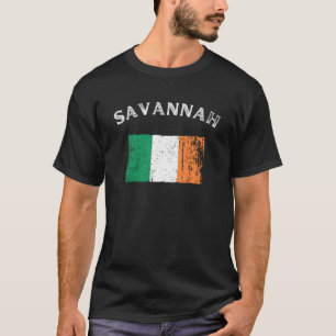 SAVANNAH GEORGIA Irish American Flag Badge T-Shirt