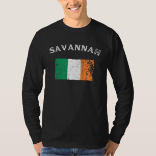 SAVANNAH GEORGIA Irish American Flag Badge T-Shirt
