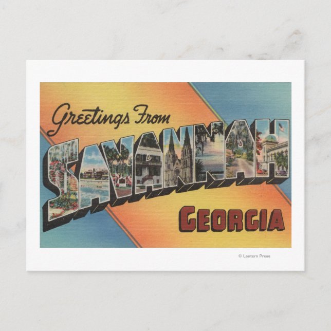 Savannah, Georgia - Large Letter Scenes Postcard (Front)