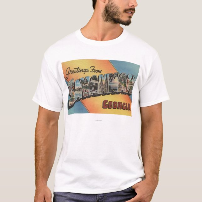 Savannah, Georgia - Large Letter Scenes T-Shirt (Front)
