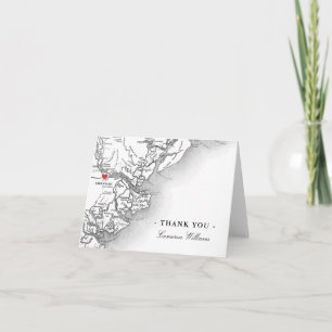 Savannah Georgia Map Black and White Personalised Thank You Card