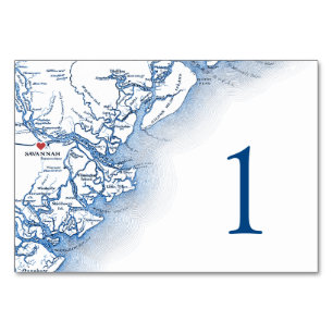 Savannah Georgia Map Elegant Navy Blue Wedding Table Number