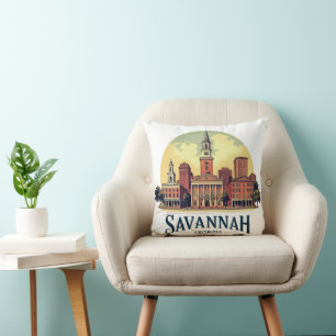 Savannah Georgia Skyline Cushion