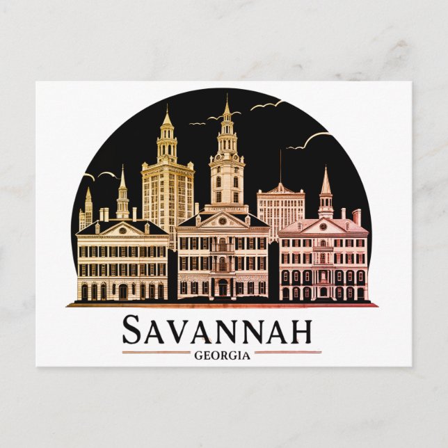 Savannah Georgia Skyline   Postcard (Front)