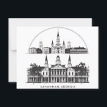 Savannah Georgia Skyline   Postcard<br><div class="desc">Bring the charm of Savannah, Georgia to your space with this elegant architectural skyline print. Featuring iconic historic buildings and classic Southern architecture, this design captures the timeless beauty of one of America’s most picturesque cities. Perfect for locals, visitors, and architecture lovers alike, this stylish print makes a great addition...</div>