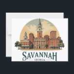 Savannah Georgia Skyline   Postcard<br><div class="desc">Bring the charm of Savannah, Georgia to your space with this elegant architectural skyline print. Featuring iconic historic buildings and classic Southern architecture, this design captures the timeless beauty of one of America’s most picturesque cities. Perfect for locals, visitors, and architecture lovers alike, this stylish print makes a great addition...</div>