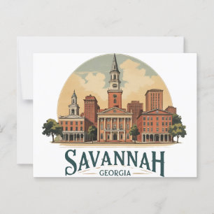Savannah Georgia Skyline Postcard