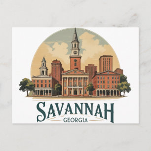 Savannah Georgia Skyline   Postcard