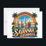 Savannah Georgia Skyline   Postcard<br><div class="desc">Bring the charm of Savannah, Georgia to your space with this elegant architectural skyline print. Featuring iconic historic buildings and classic Southern architecture, this design captures the timeless beauty of one of America’s most picturesque cities. Perfect for locals, visitors, and architecture lovers alike, this stylish print makes a great addition...</div>