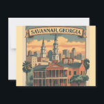 Savannah Georgia Skyline  | Savannah Cityscape Postcard<br><div class="desc">Bring the charm of Savannah, Georgia to your space with this elegant architectural skyline print. Featuring iconic historic buildings and classic Southern architecture, this design captures the timeless beauty of one of America’s most picturesque cities. Perfect for locals, visitors, and architecture lovers alike, this stylish print makes a great addition...</div>