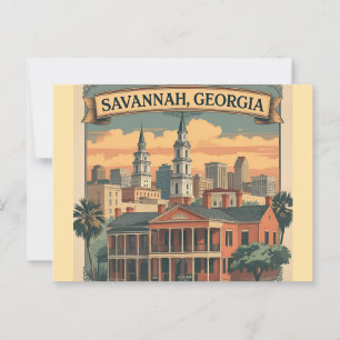 Savannah Georgia Skyline Savannah Cityscape Postcard