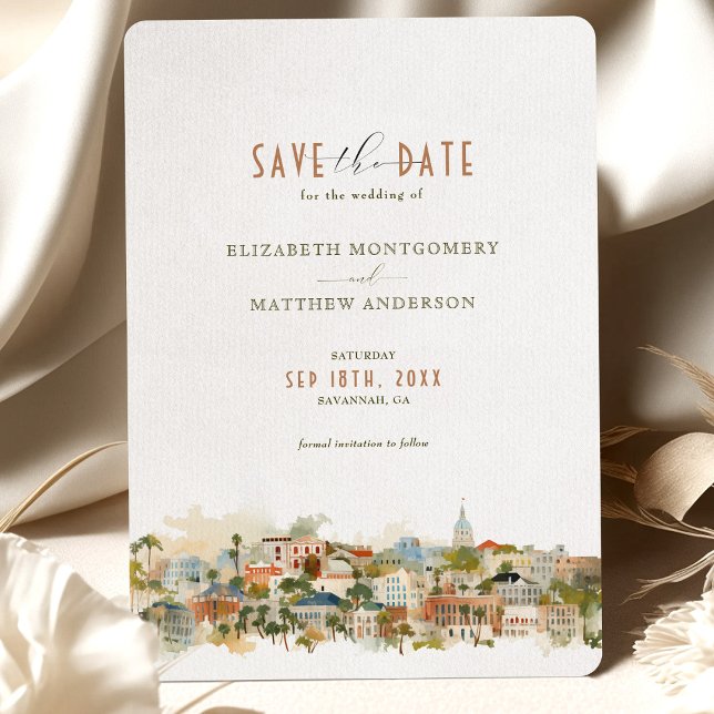 Savannah Georgia Skyline Save-the-Date Invitation (Creator Uploaded)
