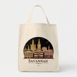 Savannah Georgia Skyline Tote Bag