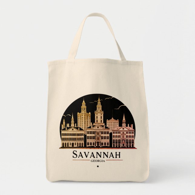 Savannah Georgia Skyline   Tote Bag (Front)
