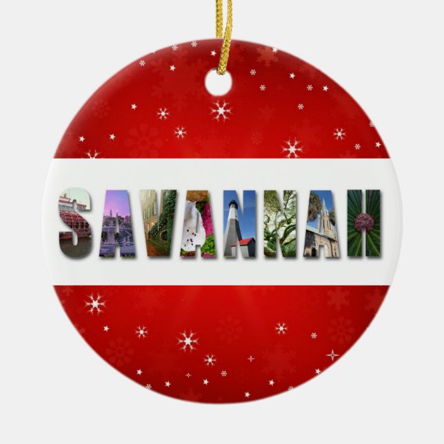Savannah Georgia Travel Photos Christmas Ceramic Tree Decoration (Front)