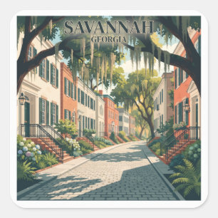 Savannah Georgia Travel Souvenir Square Sticker