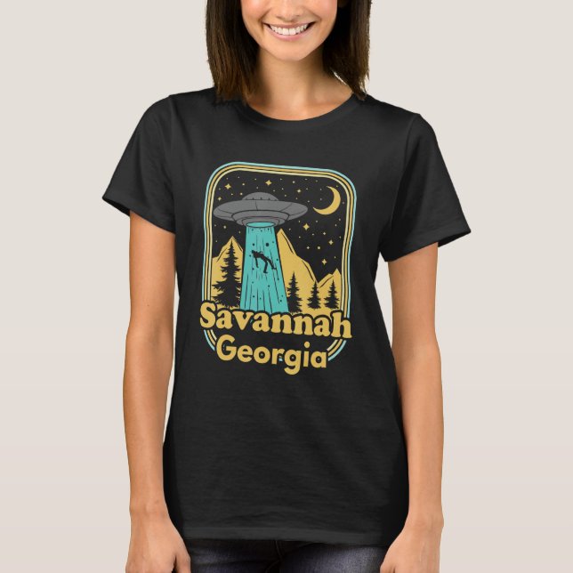 Savannah Georgia Ufo Alien Hunter 80s State Pride T-Shirt (Front)