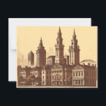 Savannah Georgia vintage Skyline   Postcard<br><div class="desc">Bring the charm of Savannah, Georgia to your space with this elegant architectural skyline print. Featuring iconic historic buildings and classic Southern architecture, this design captures the timeless beauty of one of America’s most picturesque cities. Perfect for locals, visitors, and architecture lovers alike, this stylish print makes a great addition...</div>