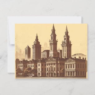 Savannah Georgia vintage Skyline Postcard