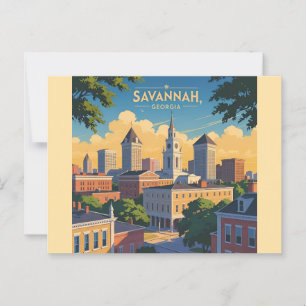Savannah Georgia vintage Skyline Postcard