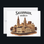 Savannah Georgia vintage Skyline   Postcard<br><div class="desc">Bring the charm of Savannah, Georgia to your space with this elegant architectural skyline print. Featuring iconic historic buildings and classic Southern architecture, this design captures the timeless beauty of one of America’s most picturesque cities. Perfect for locals, visitors, and architecture lovers alike, this stylish print makes a great addition...</div>
