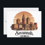 Savannah Georgia vintage Skyline   Postcard<br><div class="desc">Bring the charm of Savannah, Georgia to your space with this elegant architectural skyline print. Featuring iconic historic buildings and classic Southern architecture, this design captures the timeless beauty of one of America’s most picturesque cities. Perfect for locals, visitors, and architecture lovers alike, this stylish print makes a great addition...</div>