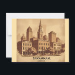 Savannah Georgia vintage Skyline   Postcard<br><div class="desc">Bring the charm of Savannah, Georgia to your space with this elegant architectural skyline print. Featuring iconic historic buildings and classic Southern architecture, this design captures the timeless beauty of one of America’s most picturesque cities. Perfect for locals, visitors, and architecture lovers alike, this stylish print makes a great addition...</div>