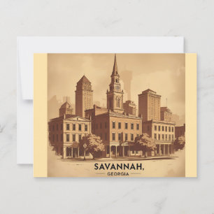 Savannah Georgia vintage Skyline Postcard
