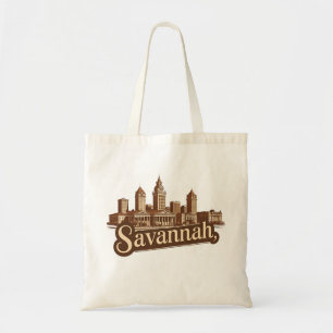 Savannah Georgia vintage Skyline   Tote Bag