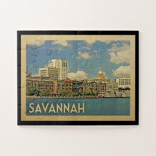 Savannah Georgia Vintage Travel Jigsaw Puzzle