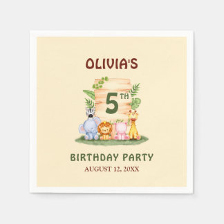 Savannah giraffe lion hippo zebra elephant  napkin