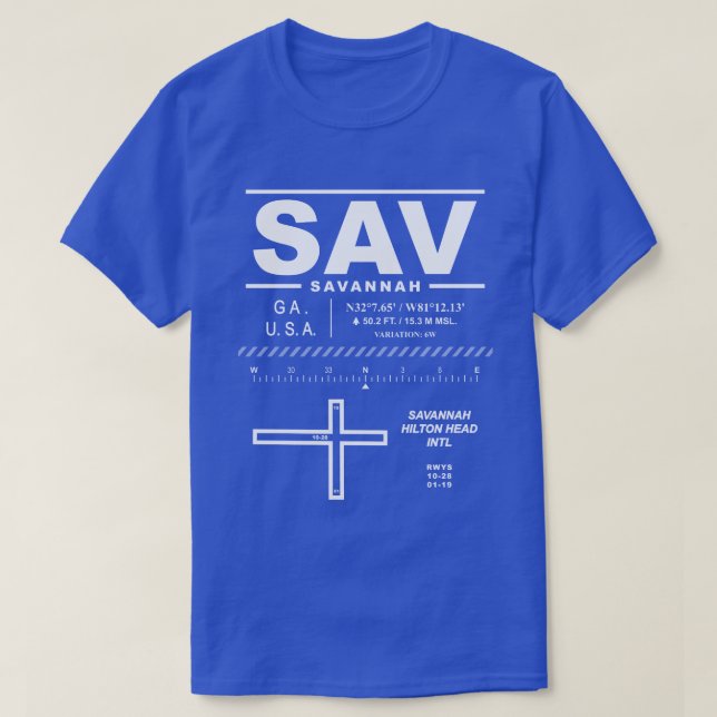 Savannah / Hilton Head Int'l Airport SAV T-Shirt (Design Front)